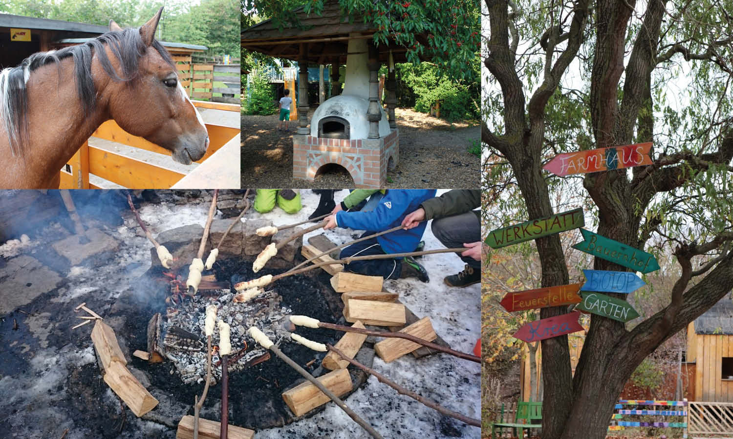 Kinder- und Jugendfarm Weilimdorf - Eine Collage aus mehreren Bildern zeigt den Alltag der Jugendfarm